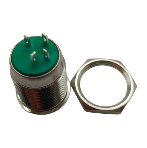 Switch Metalico 16mm Luz Azul 12v Con Enclave On-off 20 Pzas