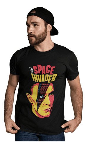 Playera Negra Para Hombre De Space Invaders