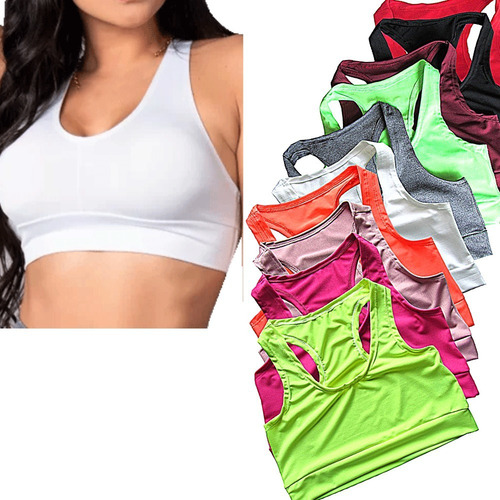 Imagem 9 de 10 de Kit 5 Top Feminino Alta Sustentação Academia Fitness Treino