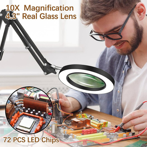 10x Lupa Con Lupa De Lupa Ligera E Iluminada Modos De Lupa D