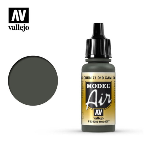 Acrilico Vallejo 71019 Model Air Ral6007 Grün Para Aerografo Color Gris Oscuro