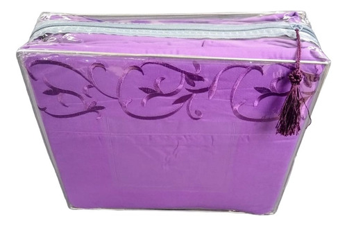 Juego de sábanas Picaso Premium Cotton Touch color violeta con diseño liso para colchón de 200cm x 160cm x 30cm
