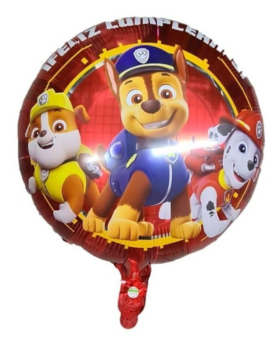 2 Globos Paw Patrol Feliz Cumpleaños