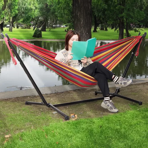 Hamaca con soporte incluido, hamaca plegable portátil para patio, interior  independiente, soporte de hamaca para dormir al aire libre, camping