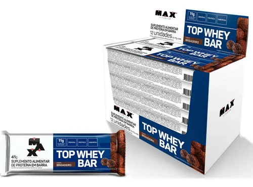 Top Whey Bar - Caixa C/12 Unidades - Max Titanium Sabor Brigadeir...