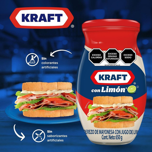 Kraft Aderezo De Mayonesa Con Jugo De Limón Frasco De 650g