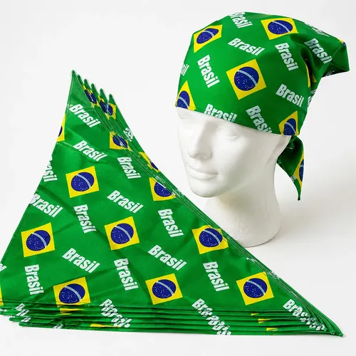 Kit 10 Lenço Bandana Copa Do Mundo 2022 - Bandeira Brasil