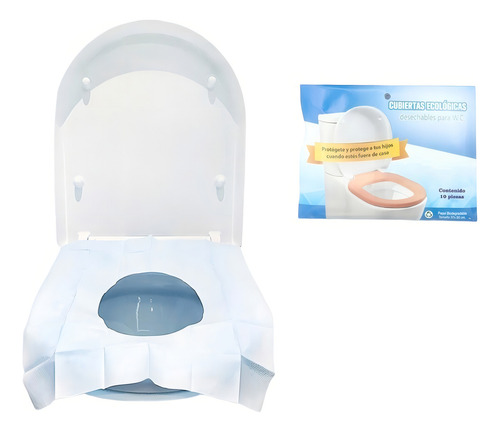 Cubierta Desechable Biodegradable Para Baño Wc Inodoro 10 Pz Color Blanco