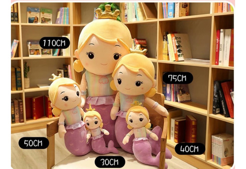 Almohada De Sirena Muñeca Princesa Peluche Juguete 50 Cm