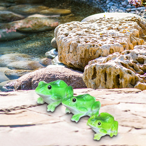 3pcs Rana Figuras En Miniatura Estatuas De Jardín