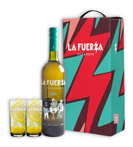 Vermut La Fuerza Blanco 750ml + 2 Vasos Vermuteros C/estuche