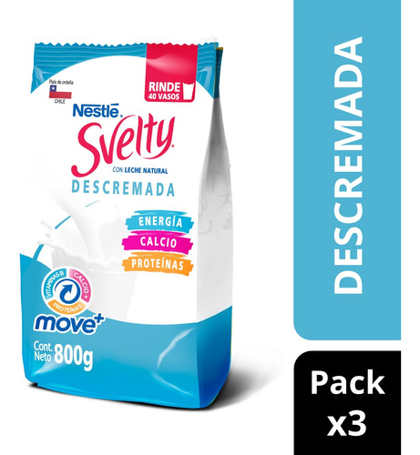 Leche En Polvo Svelty® Move + Descremada Bolsa 800g X3