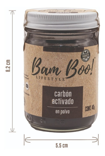 Imagen 6 de 6 de Carbón Activado Coco Polvo Vegetal 40 G Bam Boo! Lifestyle