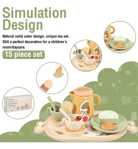 Juego De Té Para Niños, Juego De Té De Silicona Y Madera
