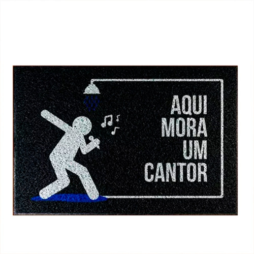 Tapete Capacho - Aqui Mora Um Cantor Musica Cor Preto Desenho do tecido C286