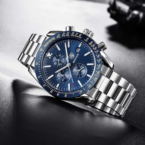 Reloj Hombre Bersigar Bg 8140a Cuarzo Pulso Plateado En Env o gratis