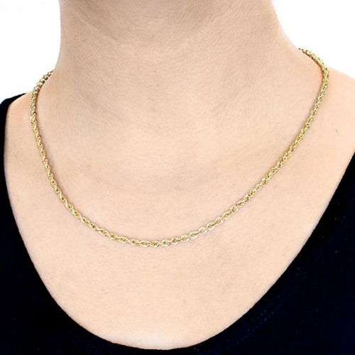 Corrente Em Ouro 18k Corda Laser 45cm 3.3 Mm