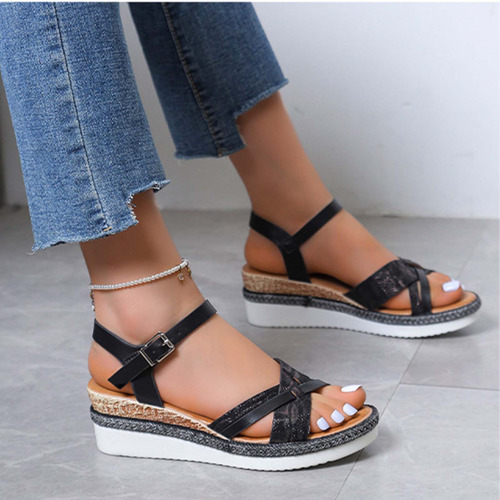 Zapatos Casuales Que Combinan, Sandalias Con Cuña Para Mujer