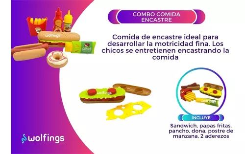 Comidita De Juguete Con Encastre Juego Combo Comida Rapida