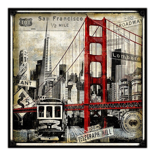 #484 - Cuadro Vintage 30 X 30 - San Francisco Puente Poster