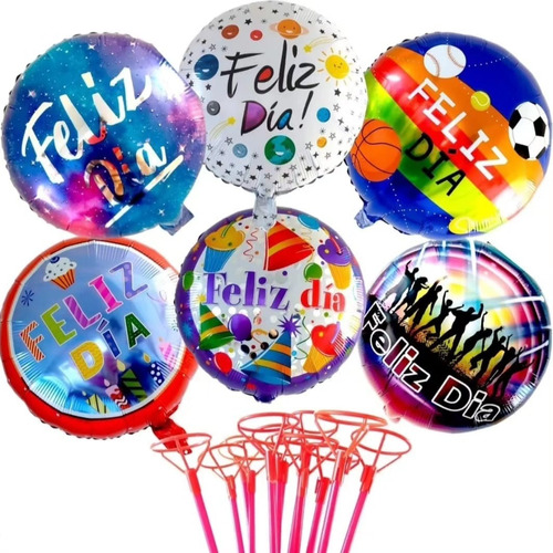 Set 12 Globos Metalicos 45 Cm Feliz Dia Del Niño Graduacion 