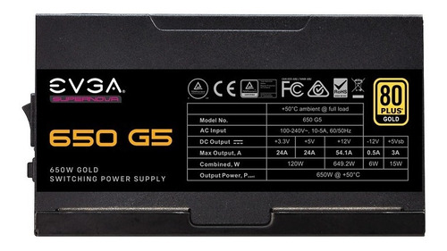 Fuente Poder Evga 650 G5 Supernova 650w 80plus Gold Modular