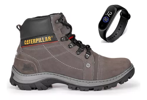 Bota Masculina Em Couro Caterpillar Reforçada E Impermeável