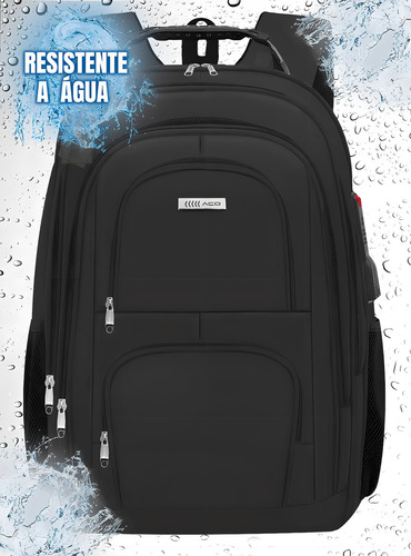 Mochila: bolsa para portátil reforzada a prueba de agua para hombre, color: negro