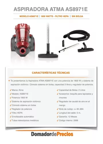 Filtro Hepa Aspiradora Atma As8971e Orginial Nuevo