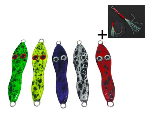 Imagem 1 de 8 de Kit 5 Jumping Jig Sapinho Tc Newest 20 Gramas + 5suport Hook