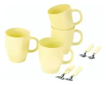 Comprar Set X 4 Jarros Mug 370ml Vidrio + 4 Cucharitas Té Carol Soft