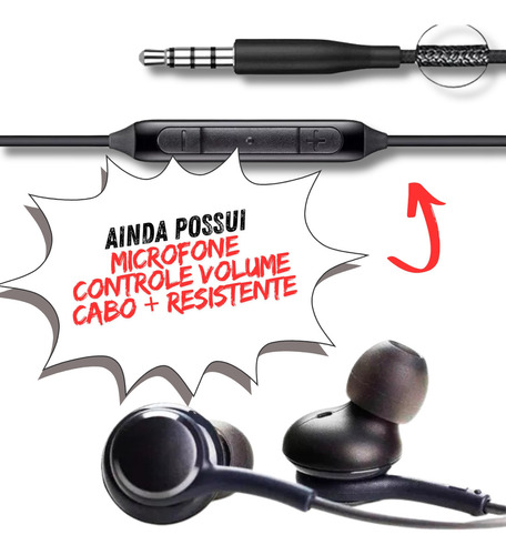 Kit 10 Fone De Ouvido P2 Compatível Android Samsung Xiaomi Cor Preto