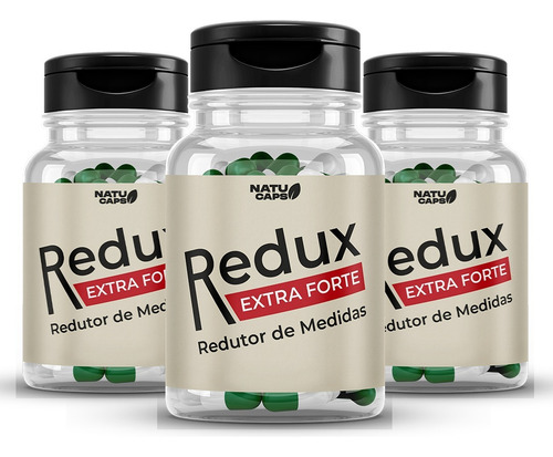 2 Potes Redux Extra Forte 120 Cápsulas - Redutor De Medidas Sem Sabor