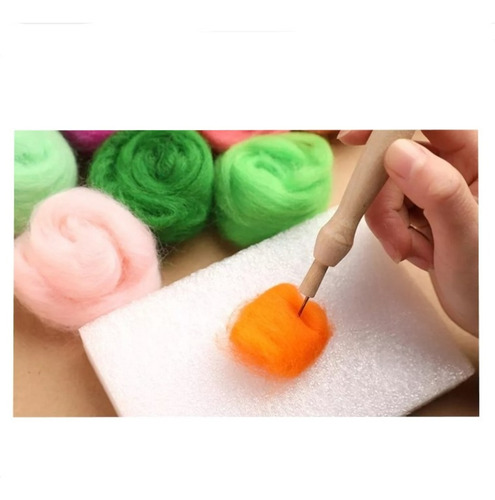 Kit 50 Vellón Lanas Fieltro Agujas Needle Felting Accesorio