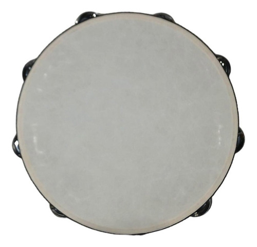 Pandero Con Parche De Madera 25 Cm 6 Sonajas Beige