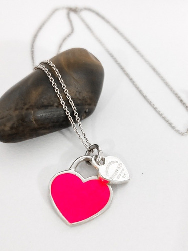 Collar Corazones Dobles. Cadena Y Dije Plata 925 Exclusivos 