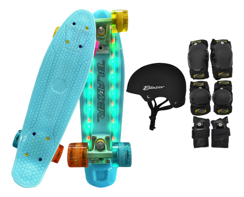 Patineta Tipo Penny Base Led A5 Cruiser +protecciones +casco