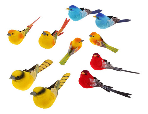 Juego De 10 Decoración Realista Artificial Pájaro Falso