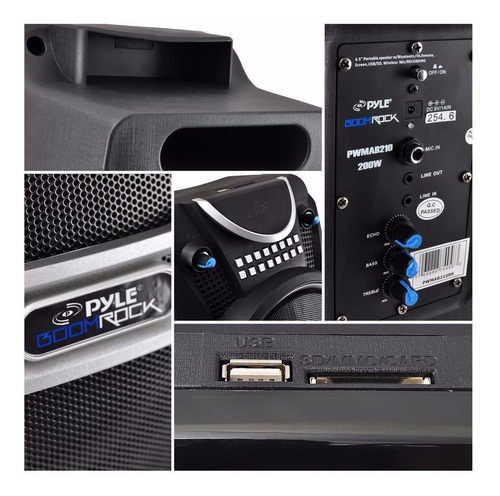 Pyle Parlantes Bluetooth Pwmab210bk Recargable Microfono