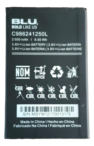 Bateria C986241250l 3,8v 2500mah Celular Blu