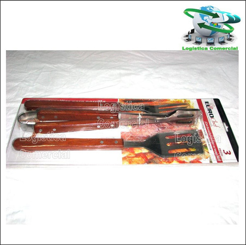 Set Utensilios Parrillero Eurochef Tenedor Pinza Espatula