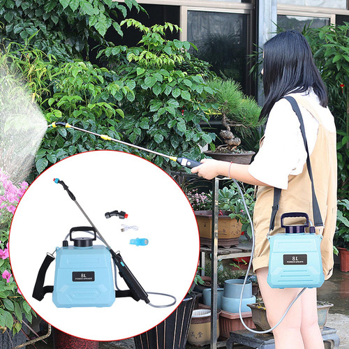 Rociador Eléctrico Para Césped Y Jardín Con 8 Litros Azul
