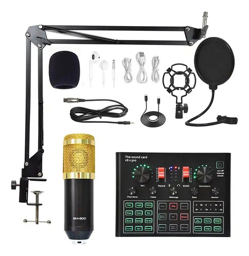 Kit Radio Micrófono Condenser Bm800 V9xpro Bluetooth Mixer