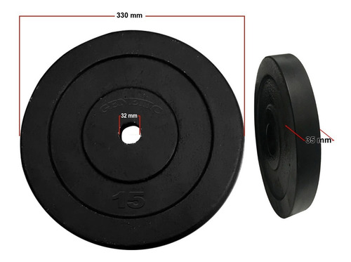 2 Discos De Fundicion Macizos 15 Kilos Casa Gimnasio Genetic