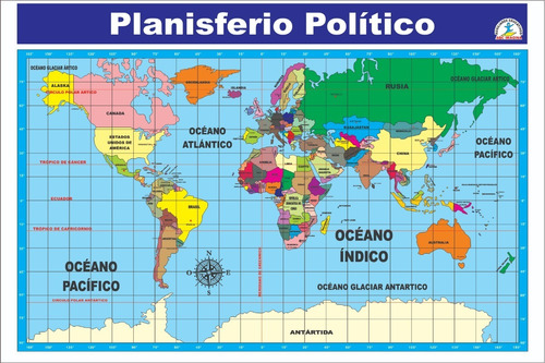 Planisferio Político En Lona