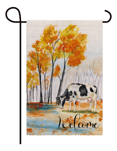 Texupday Bienvenido Otoño Hojas Decoración De Vaca Bandera X