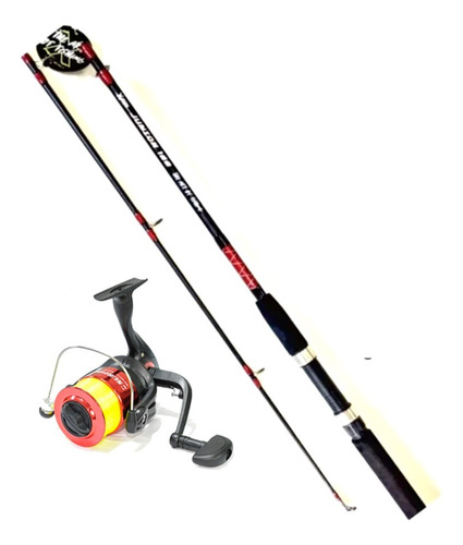 Combo Pesca Variada Caña 1,80mt Reel 3 Rulemanes Lance 80gs 