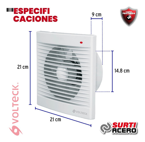 Extractor De Aire De 6 , Blanco, Volteck 48532