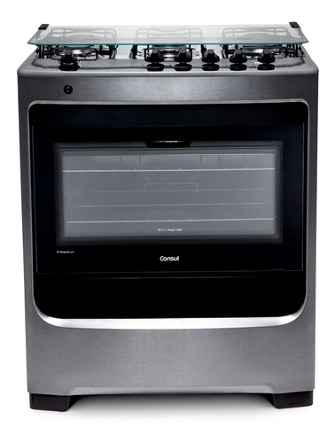 Cocina A Gas Consul 5 Hornallas Acero Inox Doble Vidrio Amv