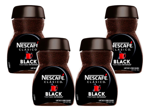 4 Pack Café Soluble Clasico Black Nescafe 40 Grs